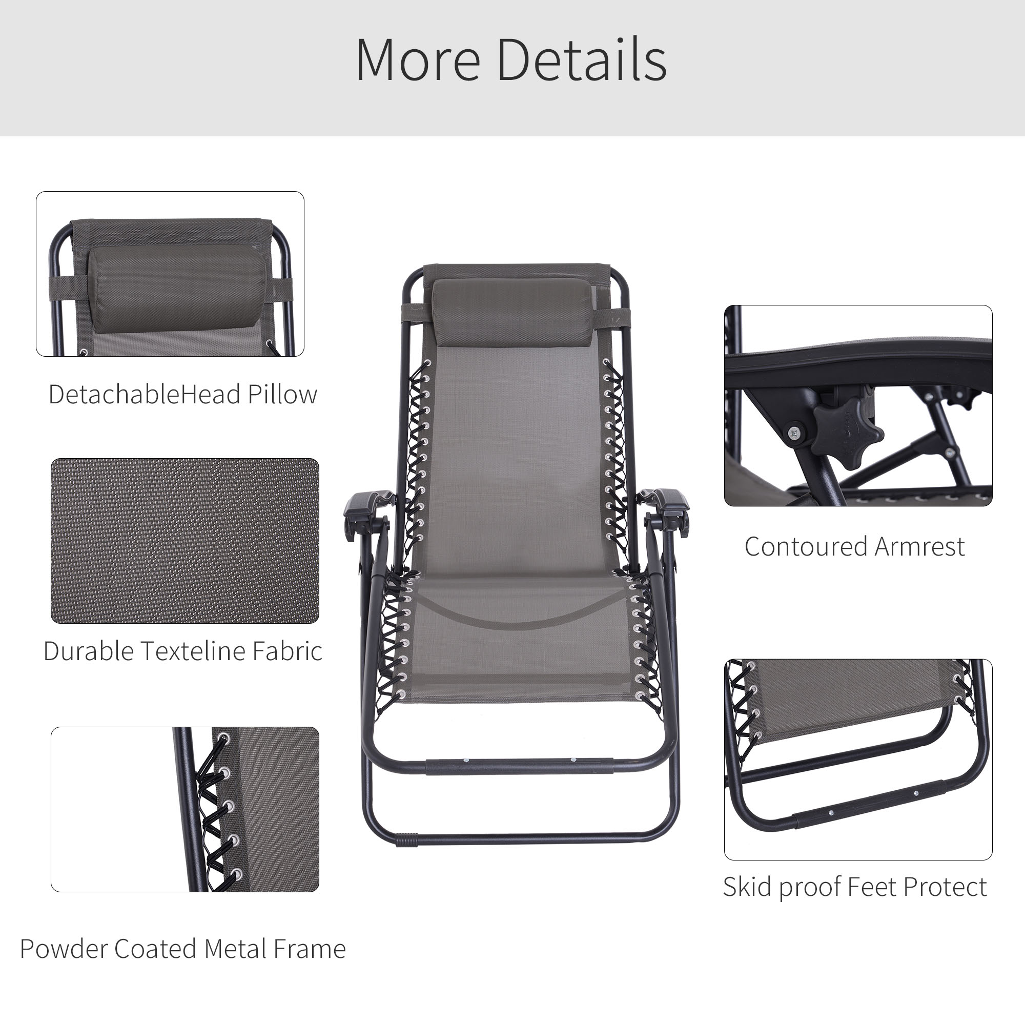 Zero Gravity Chair, Metal Frame, Teslin Fabric, Outdoor Folding Lounge — image 5