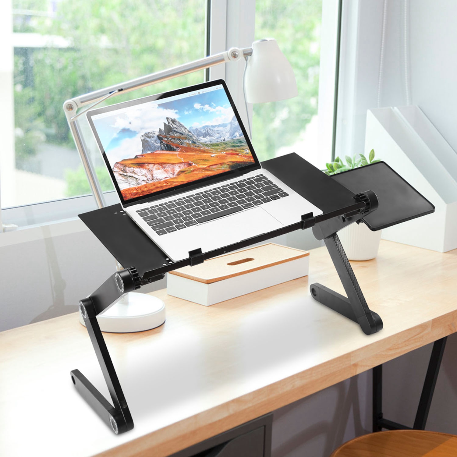 1Pc Foldable Laptop Table Bed Notebook Desk With Mouse Board Aluminum Alloy Breakfast Snacking Tray For Home Office Travel Use 9