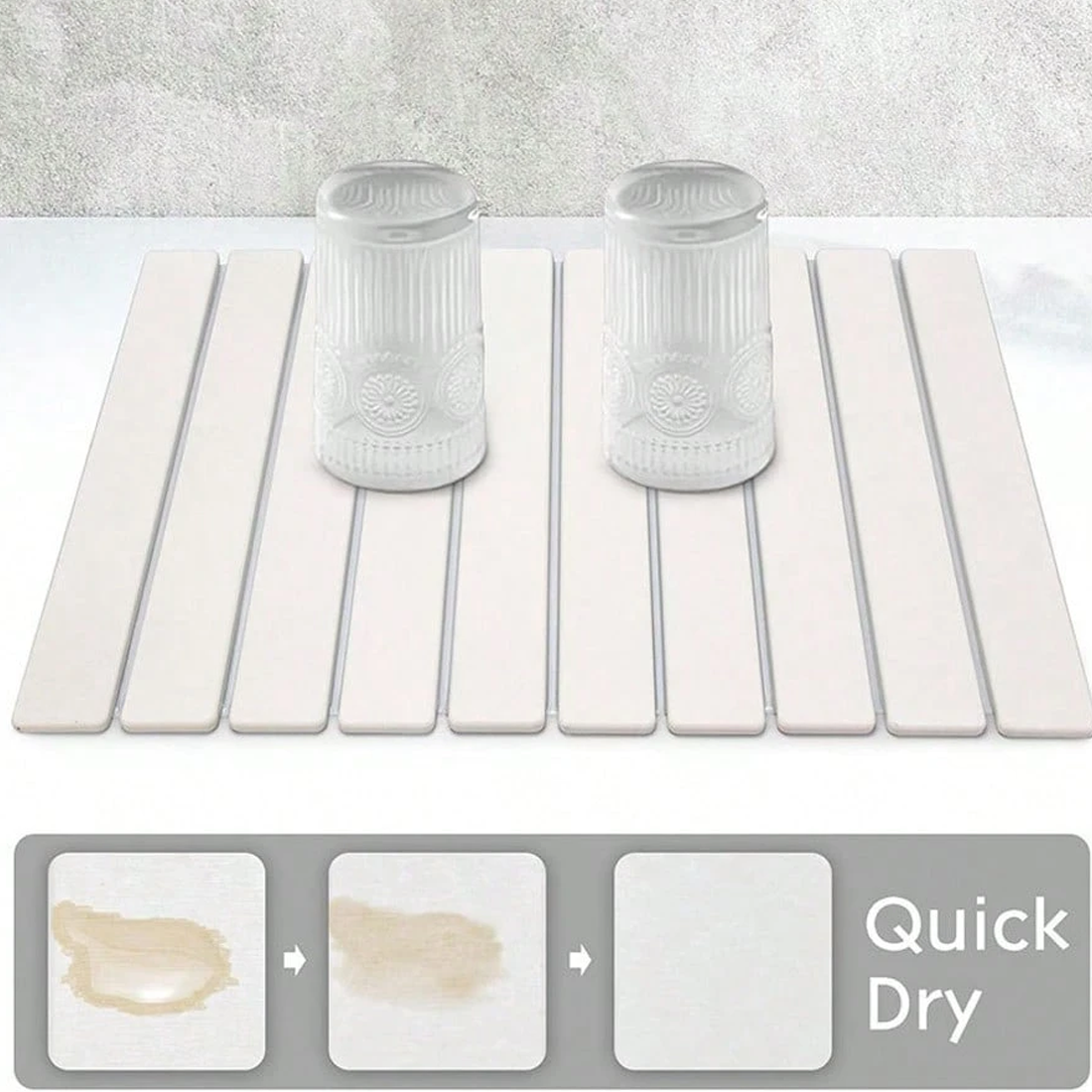 Foldable Diatomite Drying Mat Absorbent Draining Quick Dry Nonslip Pad — image 9