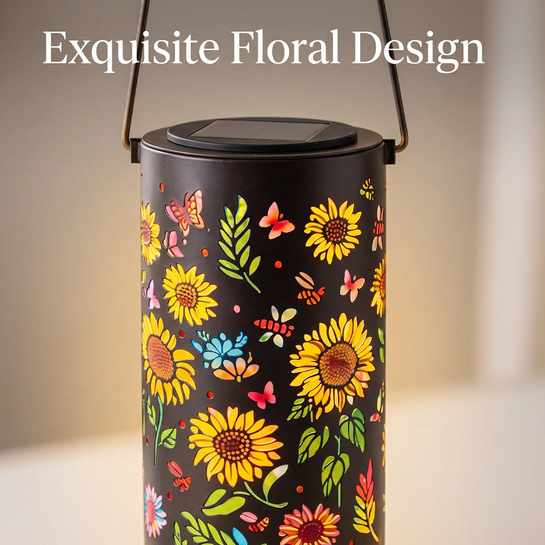 Sunflower Solar Lantern Outdoor Waterproof Hanging Light Garden Yard Patio Color — image 6