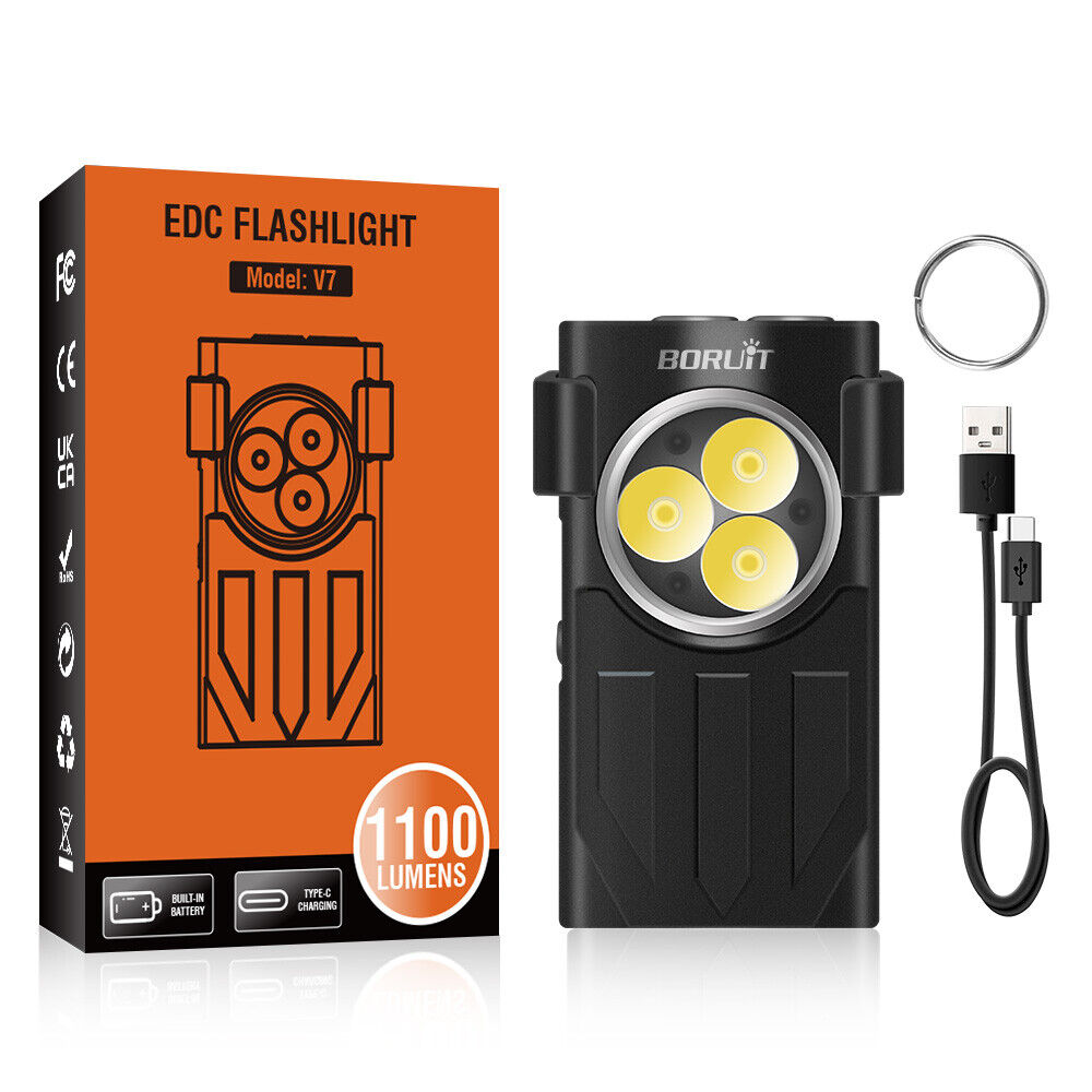 BROUIT V7 Keychain Lamp Waterproof LED Light Flashlight Torch USB Rechargeable