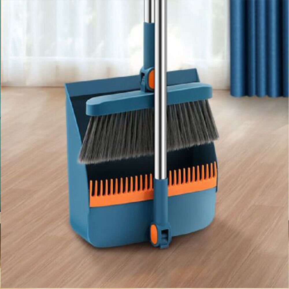 Long Handled Dustpan And Brush Set Strong Metal Handle Dust Pan & Broom Sweeper