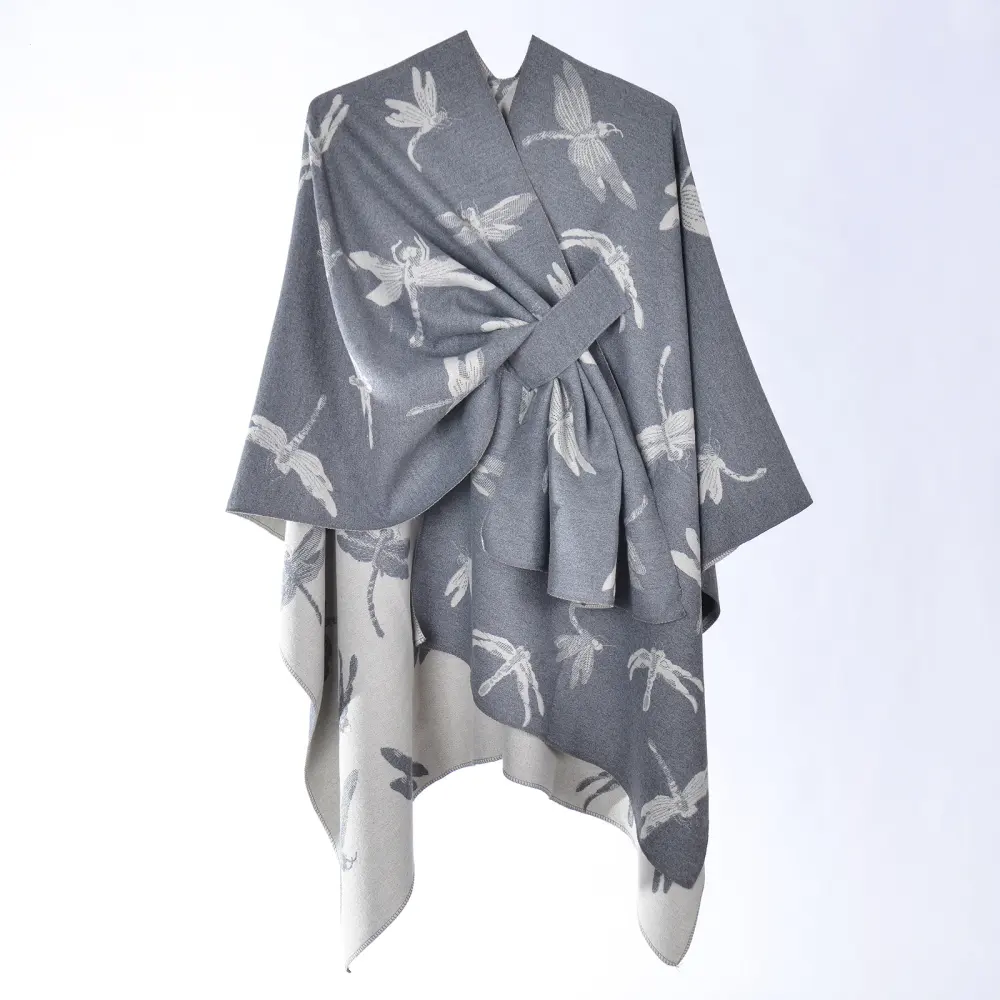 Women's Spring Autumn Dragonfly Pattern Jacquard Shawl