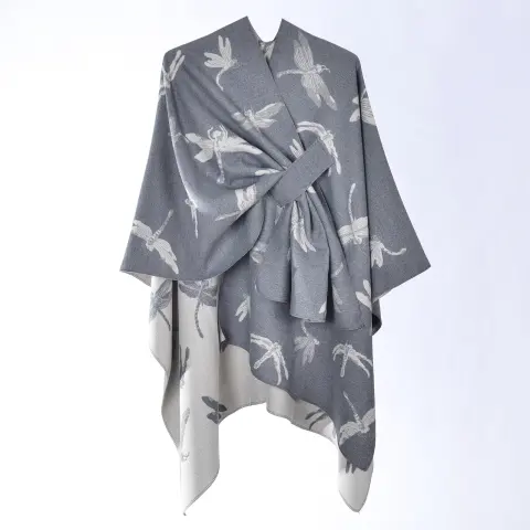 Women's Spring Autumn Dragonfly Pattern Jacquard Shawl