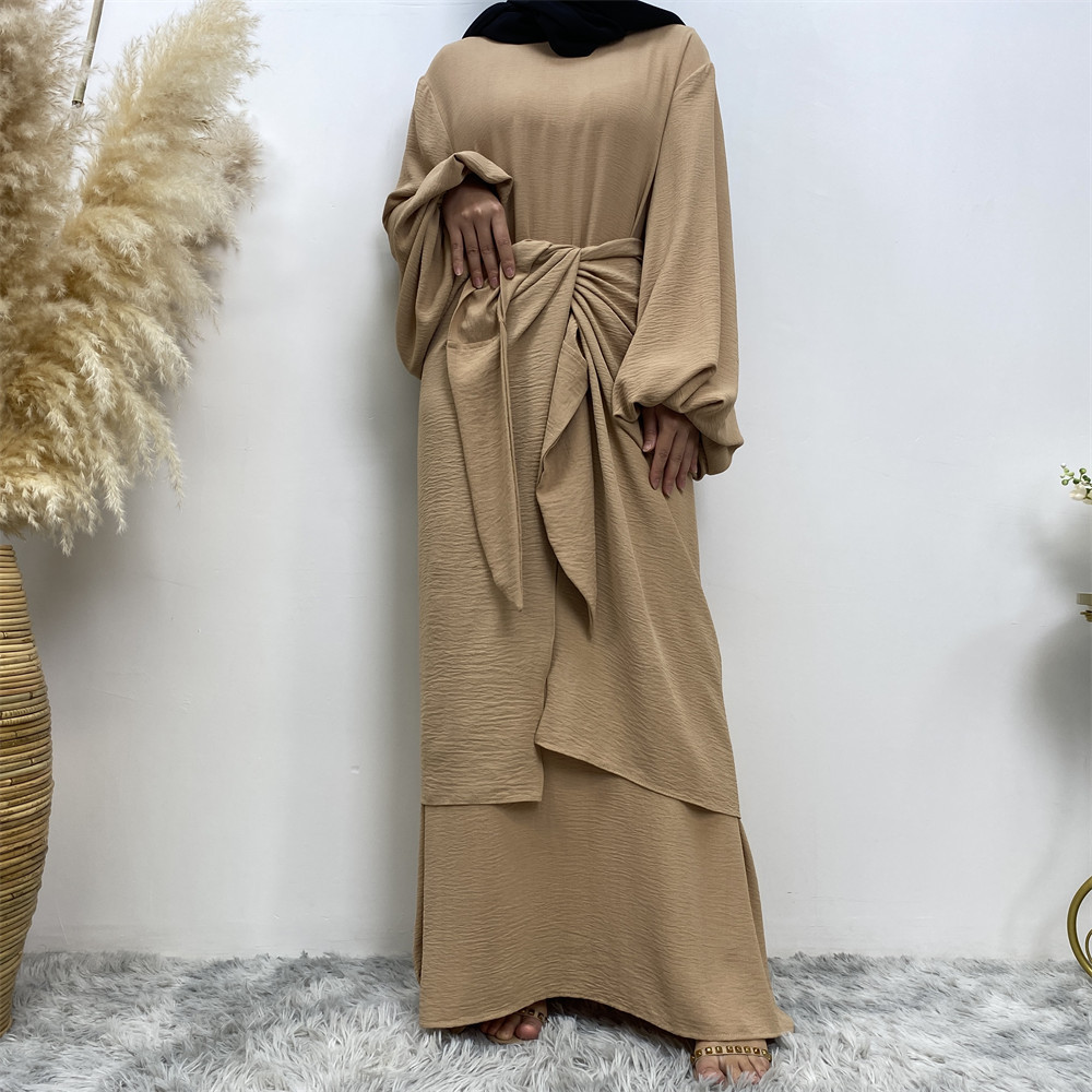 Women's Solid Color Long Sleeved Wrap Dress
