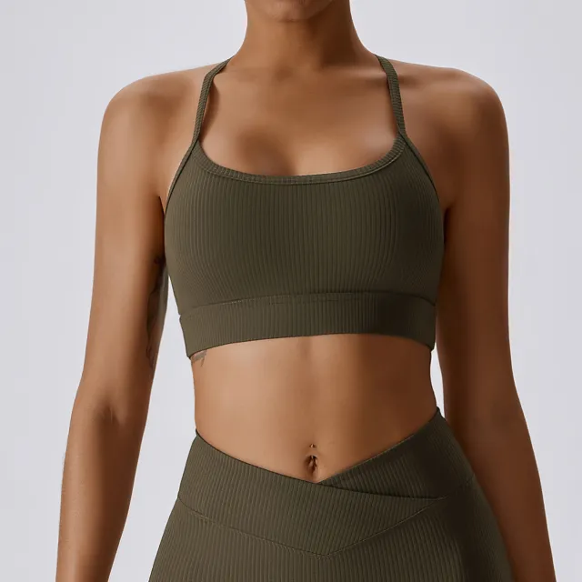Europe And America Yoga Top Women's Running Quick Dry Olive Green - Shop at LoveMi