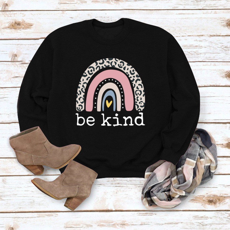 Title 1, Be Kind Rainbow Print Casual Sweater Women