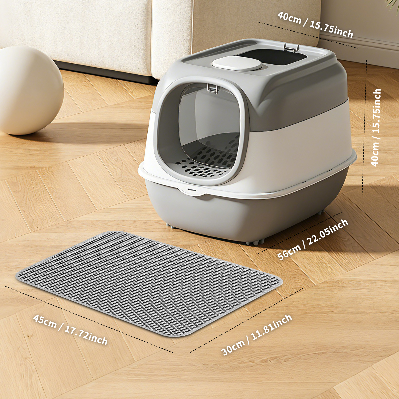 Spaceship Top Entry Fully Enclosed Cat Litter Box, With Free Litter Mat, Anti-Splash & Odor Locking, For Large Cats & Multi-Cat Households