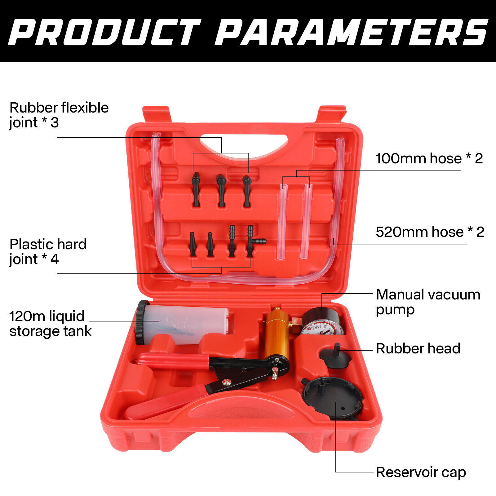 Hand-Held Brake Bleeder Tester Set Car Motorbike Bleeding Vacuum Bleed Tool