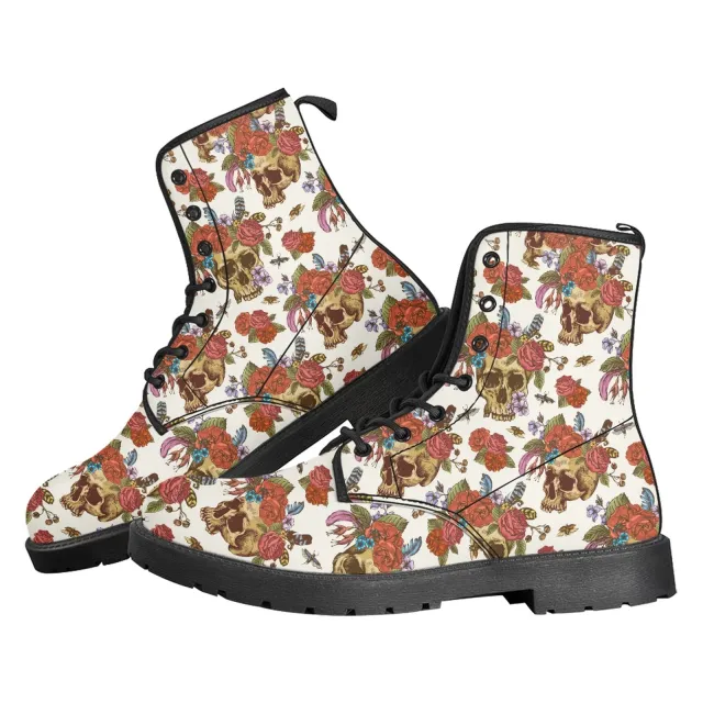Printed Women's Leather Flat Bottom Low Heel British Martin Boots A 37 - Shop at LoveMi