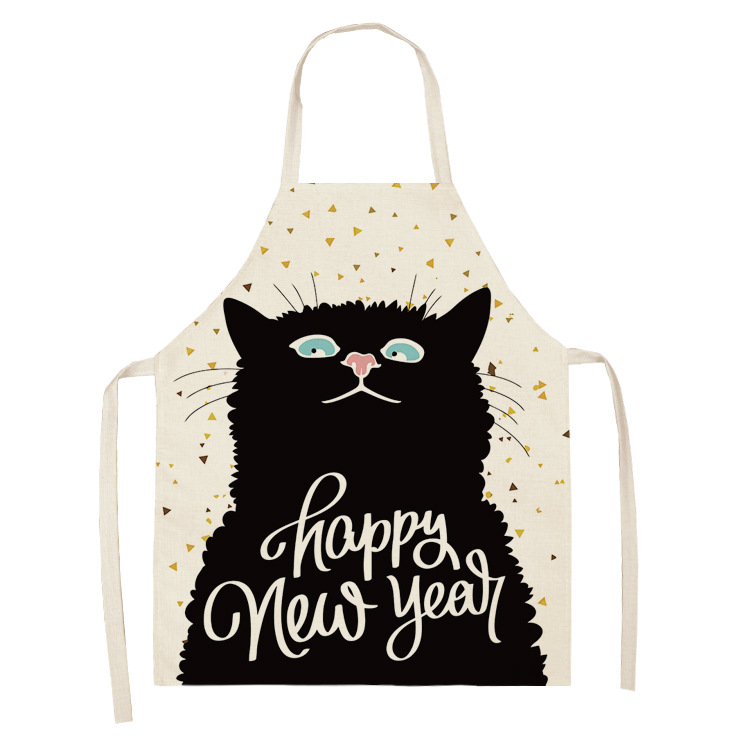 Title 2, Black and white cat pattern cooking overalls cu...