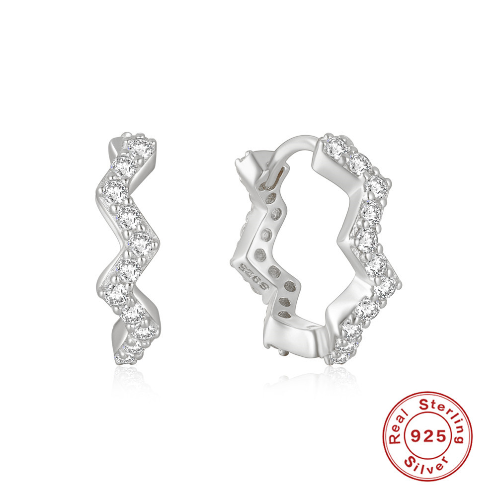 Title 4, S925 Sterling Silver Creative Single Row Wave D...