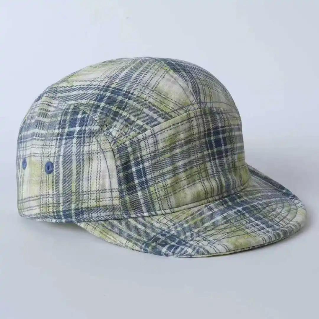 Vintage-styled Gradient Checkered Five-panel Baseball Cap