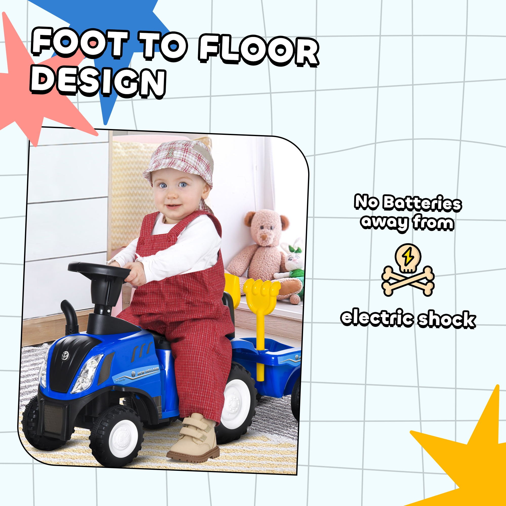 Children's Walker, Equipped With A Foot Operated Slider, Horn, And Storage — image 3