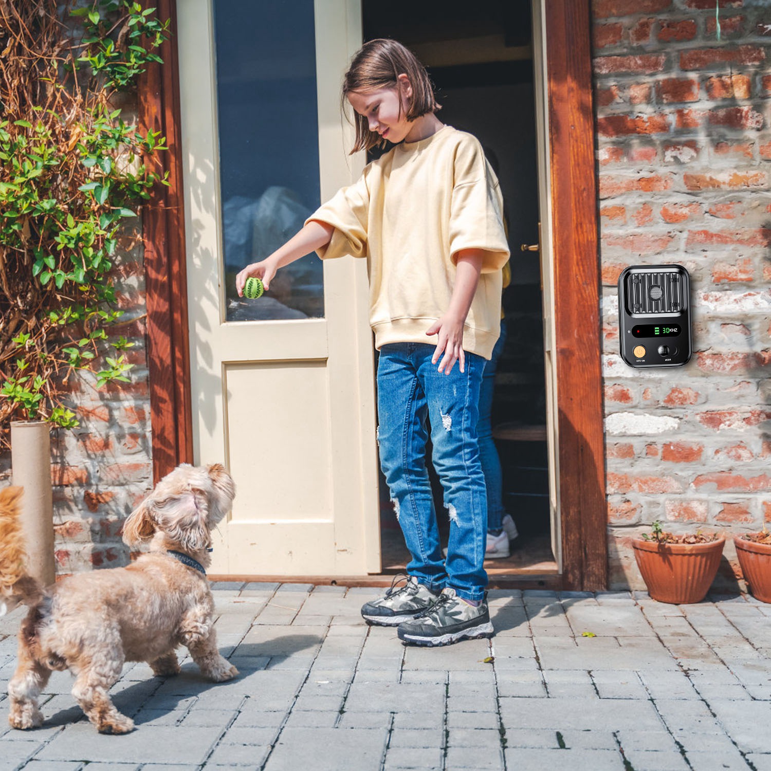 Black-Green Color Options -- 1Pc Ultrasonic Anti-Barking Device Rechargeable Auto Dog Bark Control Deterrent Box Training Device IPX4 Waterproof With 3 Frequency Max 32.8Feet Sensing Distance