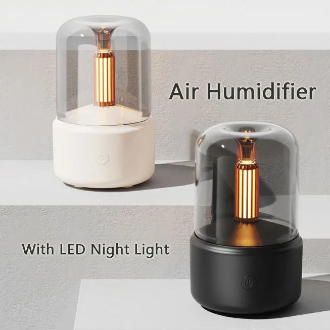 Atmosphere Light Humidifier Candlelight Aroma Diffuser Portable 120ml Electric USB Air Humidifier Cool Mist Maker Fogger 8-12 Hours With LED Night Light – image 2