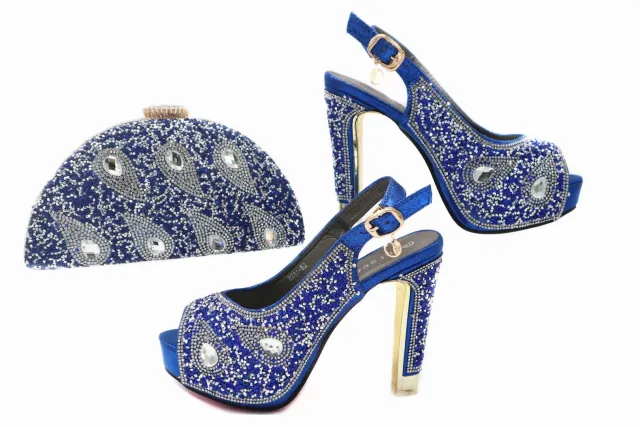 Fashion Party High Heels Peep Toes Shoes Matching BAG Blue - Shop at LoveMi
