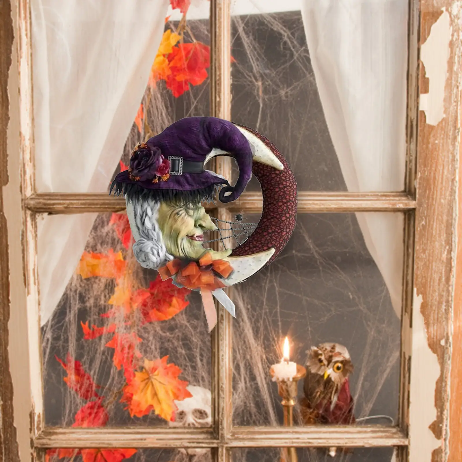 Wonderful Witch Maple Leaf Door And Window Pendant Moon Garland