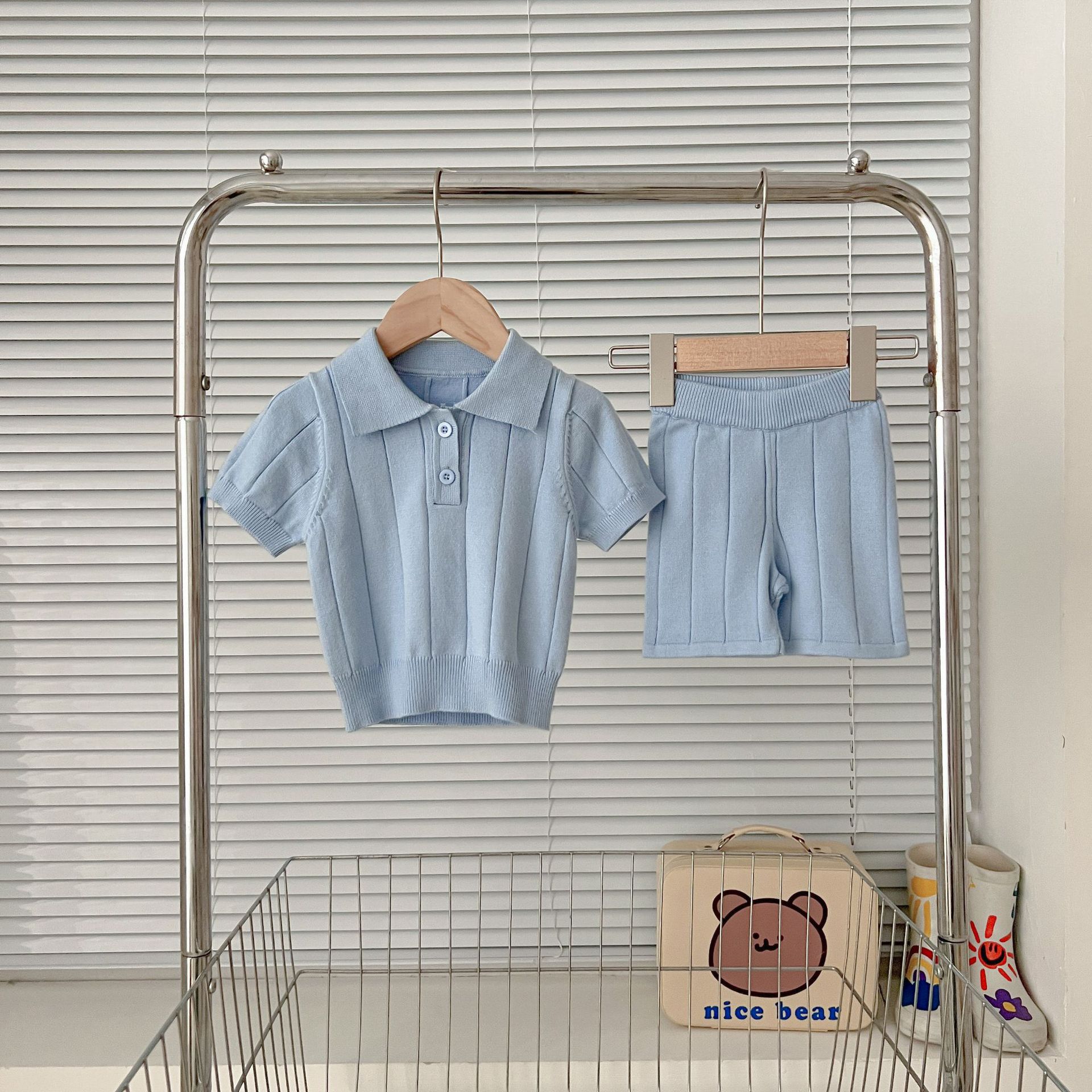 Infants Baby Knitwear Lapel Pullover Blouse And Pants
