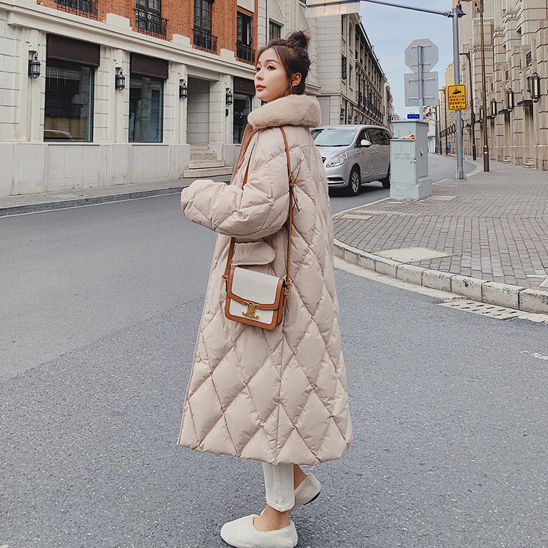 Loose Long Over-the-knee Black Cotton Jacket