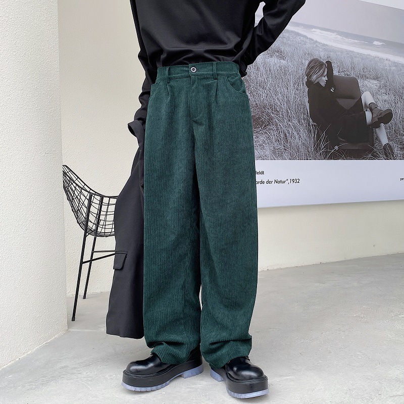 Mens Fashion Casual Vintage Corduroy Wide Leg Pants