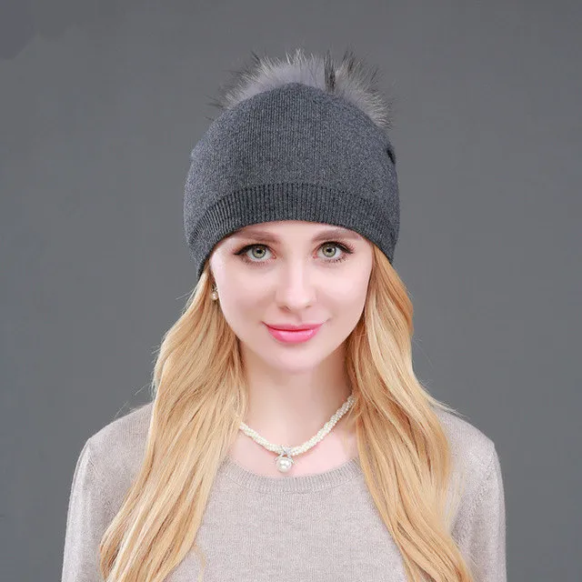 Autumn And Winter Women's Knitted Wool Hat Dark Grayb - Shop at LoveMi