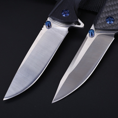 Title 2, D2 Carbon Fiber Handle Folding Knife Sharp High...