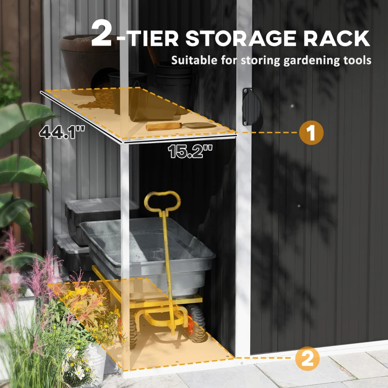 8 X 4ft Outdoor Garden Shed, Metal Shed With Air Vents And Lock For Backyard, Garden, Patio, Dark Gray