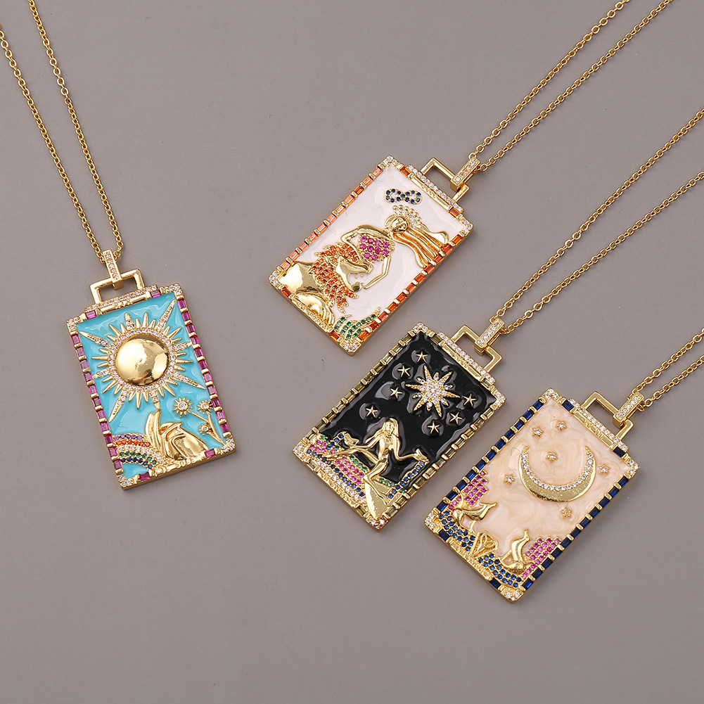 European And American Hip Hop Jewelry Copper Drip Oil Zircon Pendant