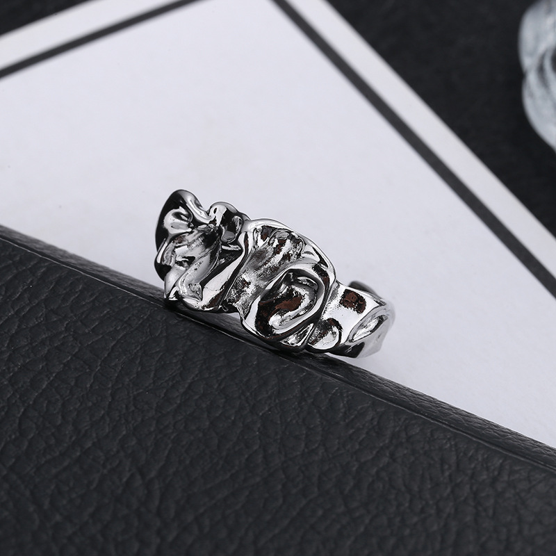 Metal Wind Exaggerated Folds  Ring Women's Fashion Irregular