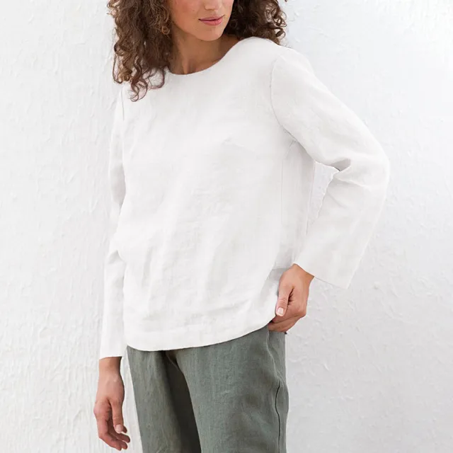 Linen And Cotton Niche Casual Bottoming Shirt White - Shop at LoveMi