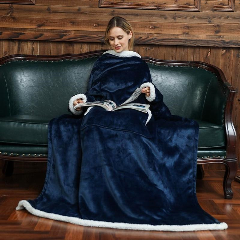 Title 3, Wearable Wool TV Blanket With Sleeves To Keep W...