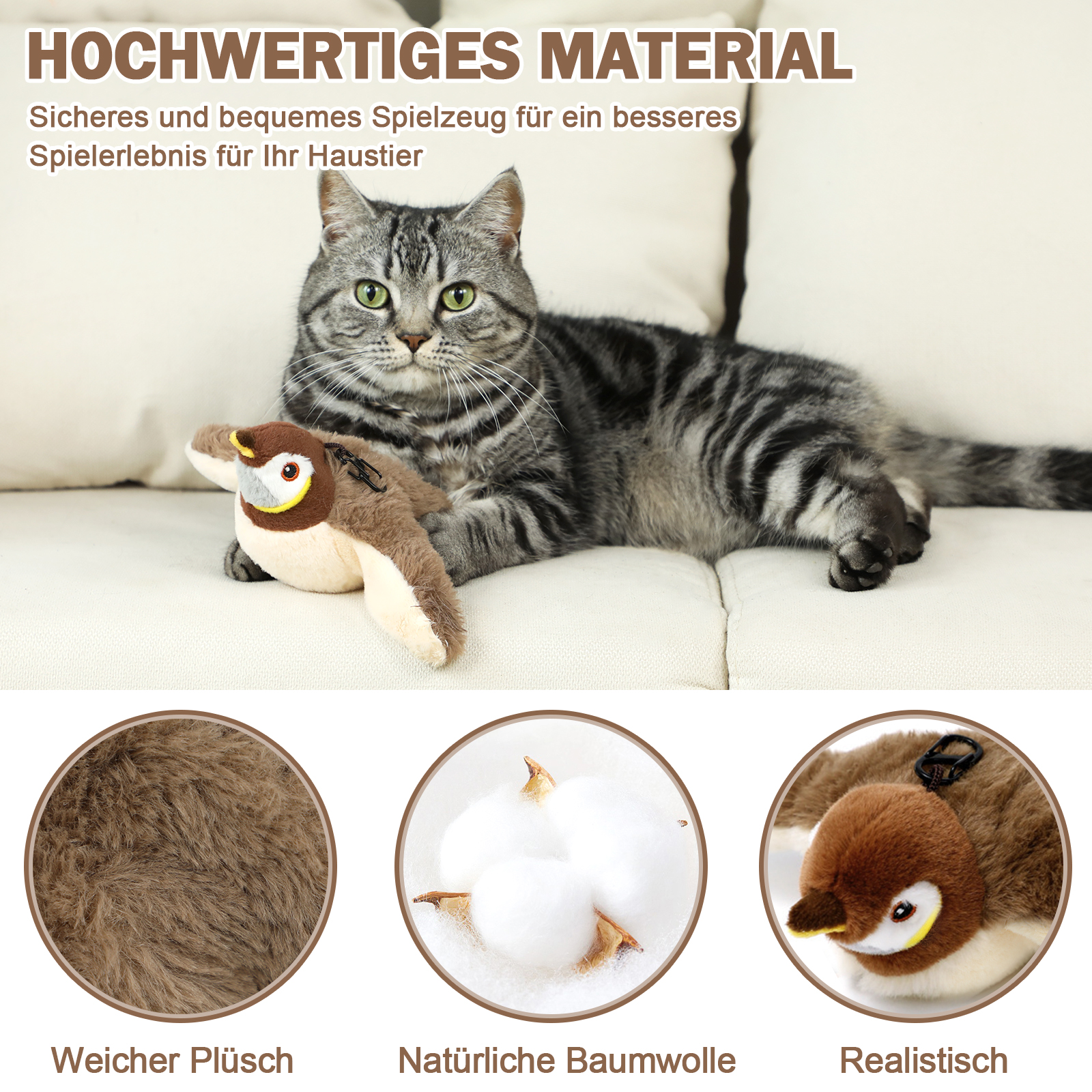 Electric Cat Toy Bird For Self-Entertainment - Interactive Automatic Cat Toy With Catnip, Intelligent Rechargeable Cat Toy For Cats To Play With And Step On