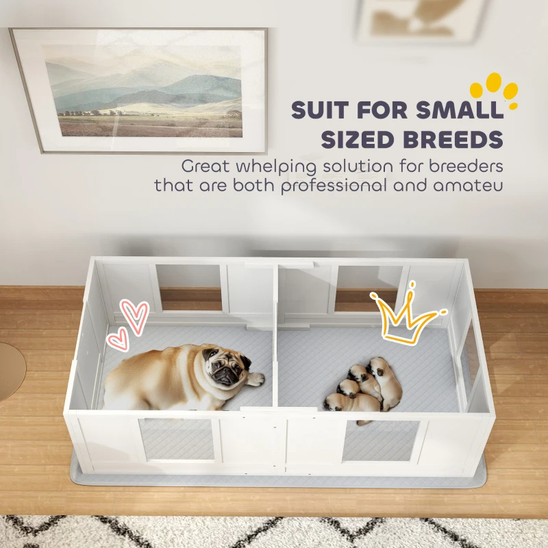 Double Room Design Whelping Box For Dogs With Whelping Pad
