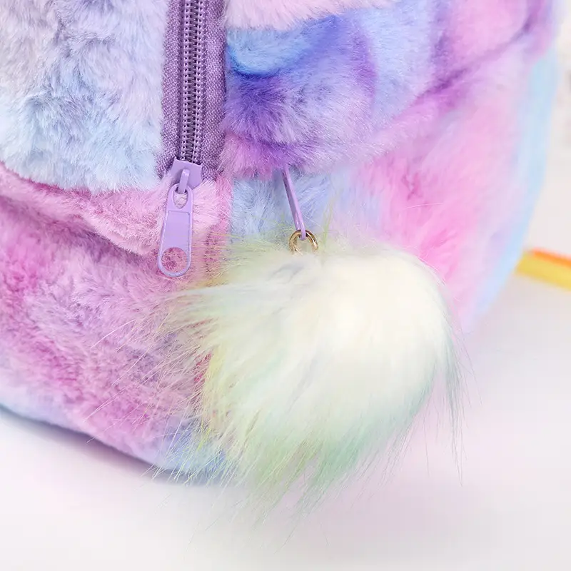Colorful Rabbit Fur Magic Color Fur Pompon Backpack