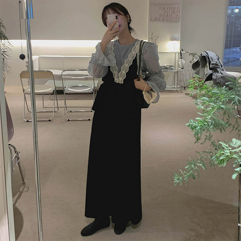Lace-Trimmed Velvet Slip Dress