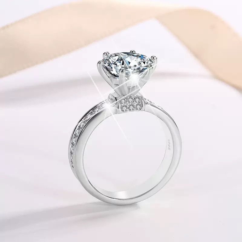 Elegant 1 Carat Six Prong Wedding Ring Light Luxury Adjustable Couple Ring For Women thumbnail 3