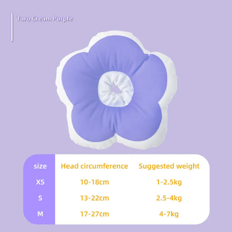 Cat Flower Cotton Neck Pet Collar Adjustable Anti-Bite Surgery Cute Solar Flower Neck Cone Beauty Head Cover - Purple
