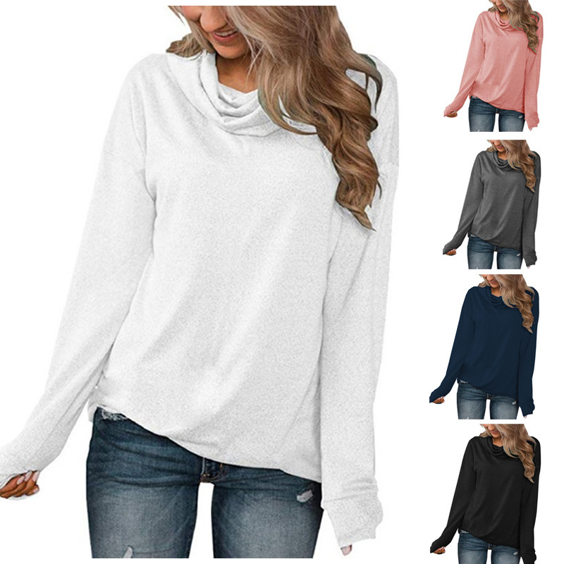 Title 6, Solid Color Pullover Collar Long Sleeve T-Shirt...