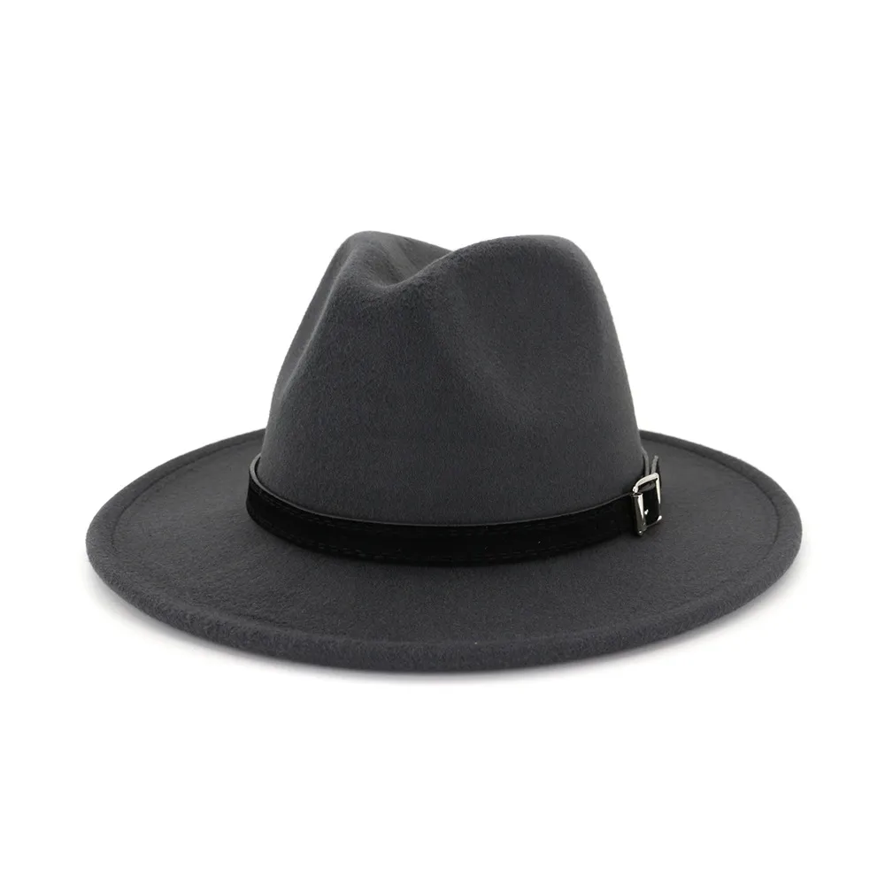 Women's Autumn And Winter Classic Jazz Hat Woolen Hat - Dark Grey