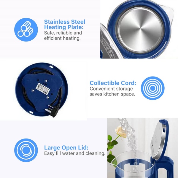 2.3L Electric Glass Kettle Glass Fast Boil LED Lights
