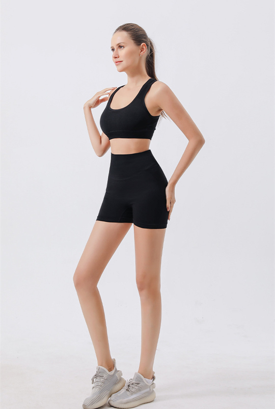 Workout Sets For Women 2 Piece Seamless Ribbed Crop Tank High Waist Shorts Yoga Outfits — foto 8