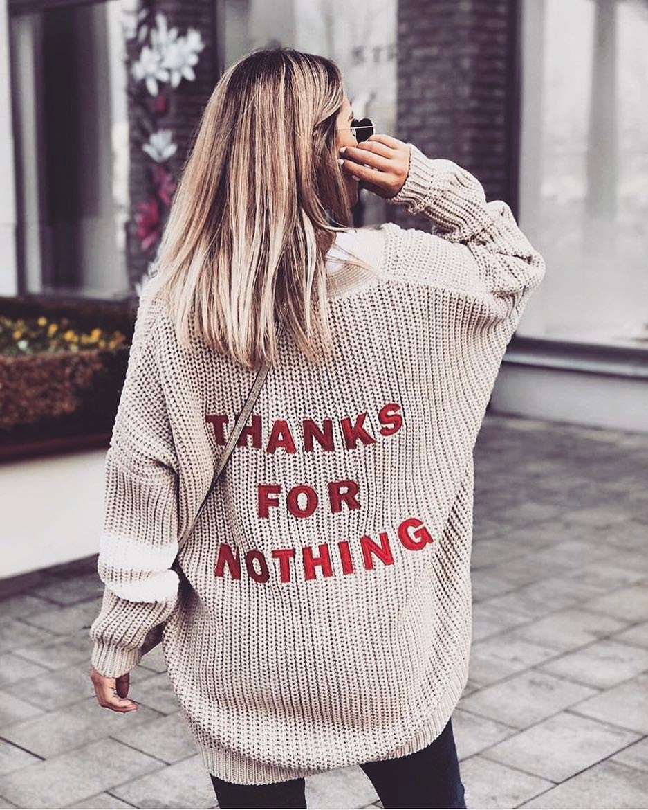 Women's Letter Embroidered Color Block Cardigan Knit Jacket