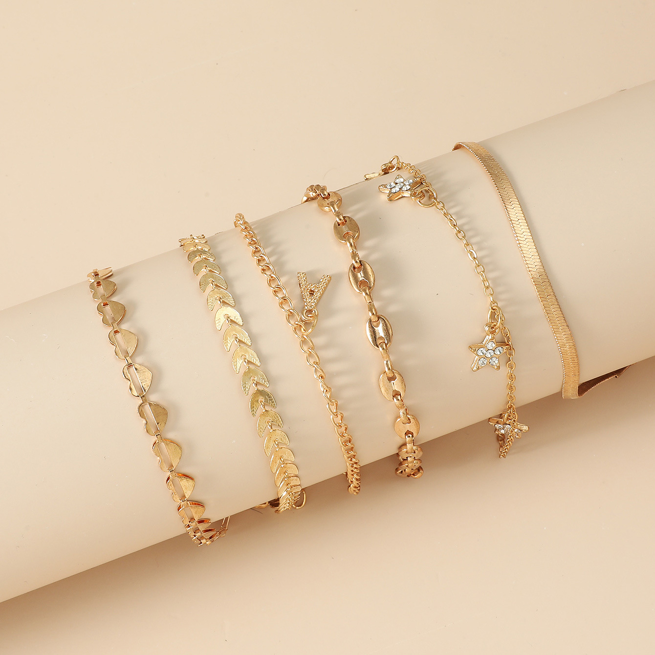 Fashion Retro Love Snake-shaped Multi-layered Six-piece Bracelet