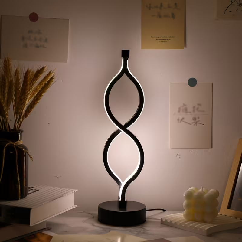 2Pcs Modern Wave-Shaped USB Desk Lamp With 3-Color Dimmable Lighting For Bedroom — foto 5