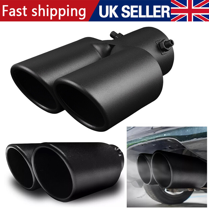 Dual Outlet Exhaust Tip Tail Muffler Tip For 1.4-2.5 Inch Silver Stainless Steel