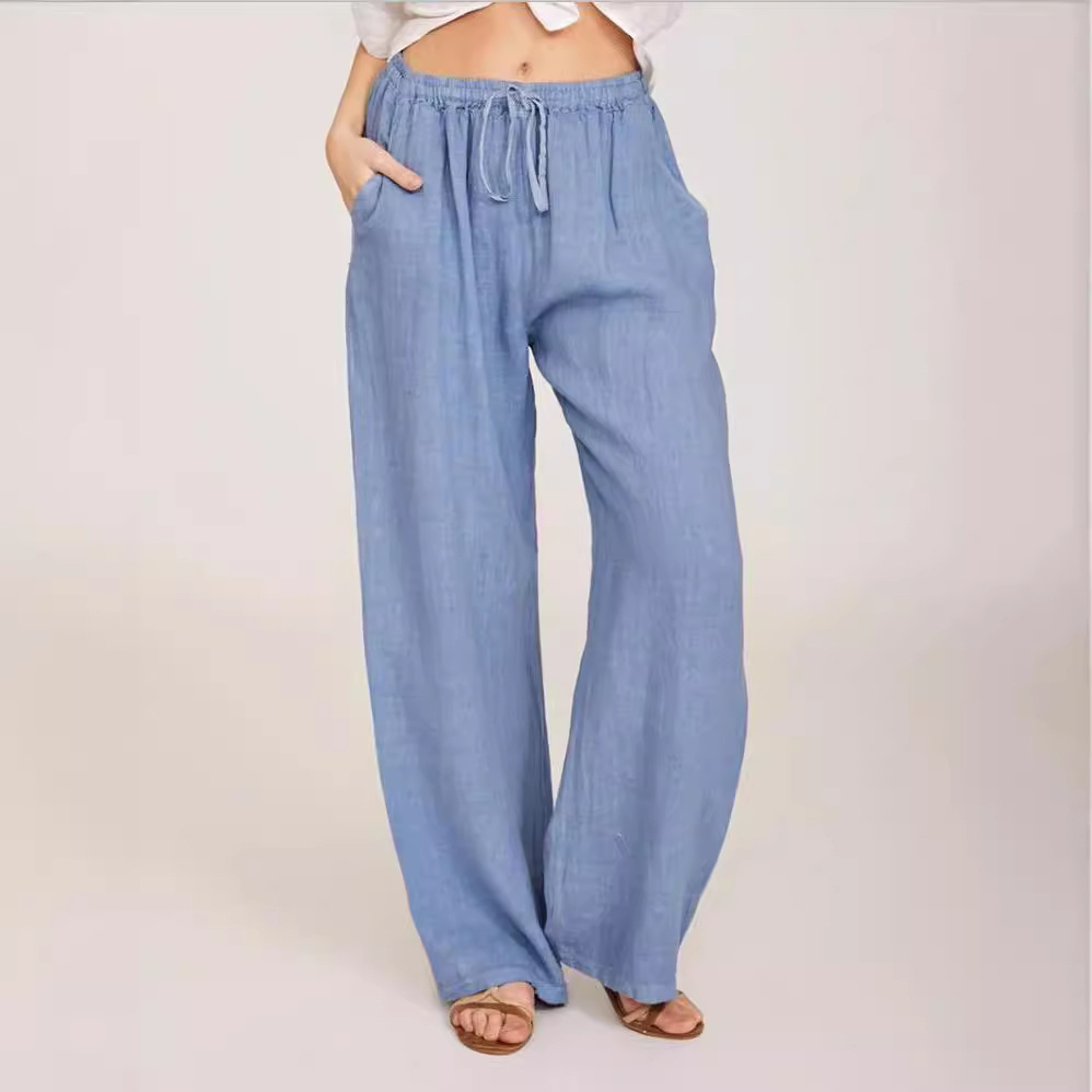 Title 10, Pantalon de yoga ample en coton et lin pour fem...