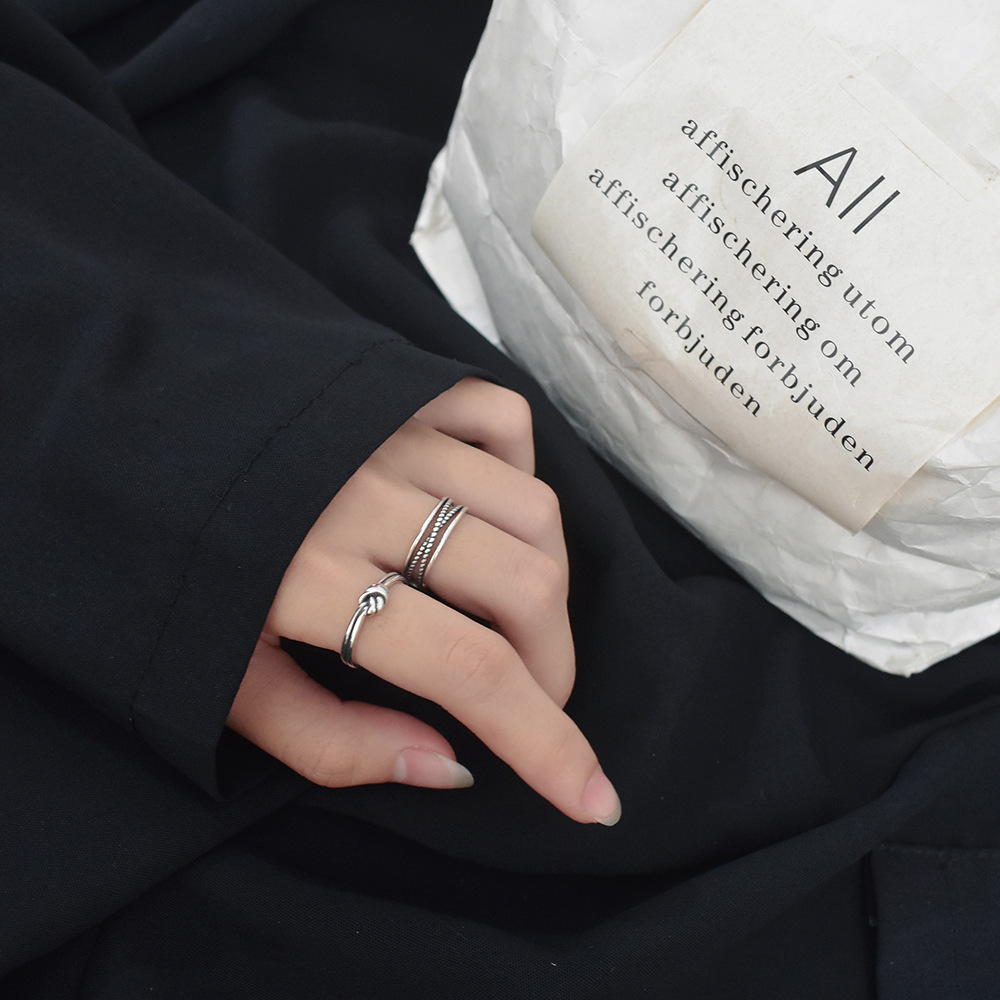 Ins Temperament Cold Wind Jewelry S925 Sterling Silver Vintage Knotted Ring