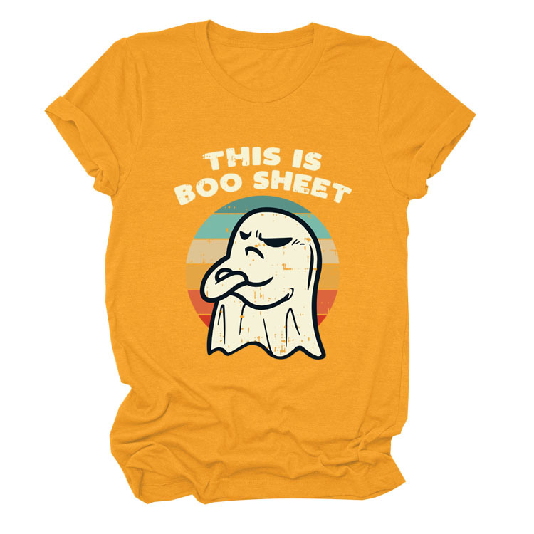 Alphabet Ghost Print Ladies Short Sleeve