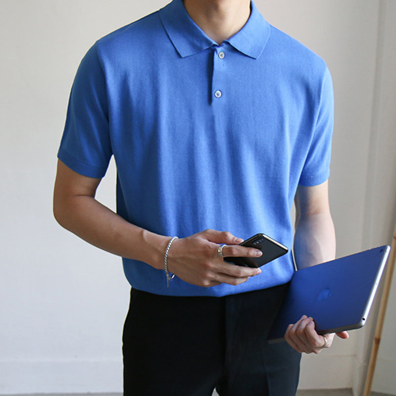 Korean Version Of Summer Short Sleeved Men's Slim Polo Shirt Loose Lapel
